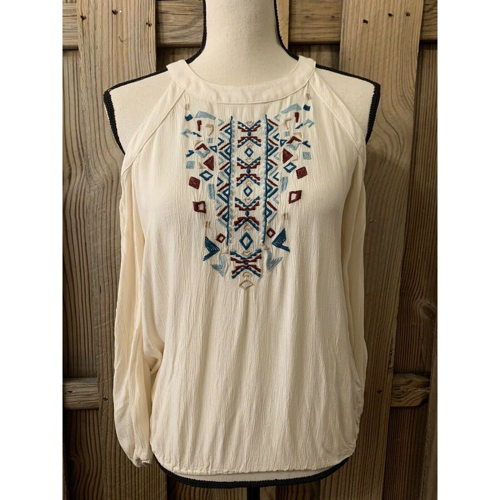 C Boho Floral Cold Shoulder Blouse